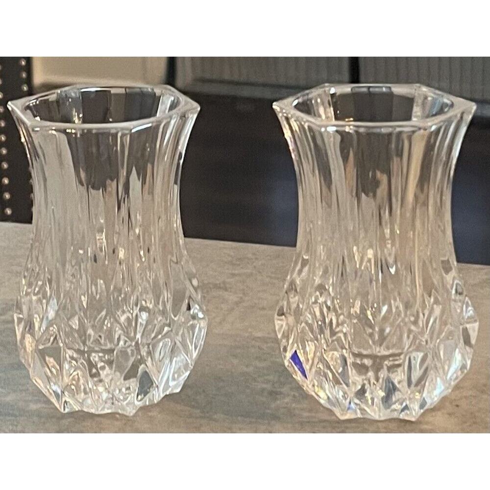 (2) J.G Durand Crystal Bud Vases Violette Cristal D' Arques, France
